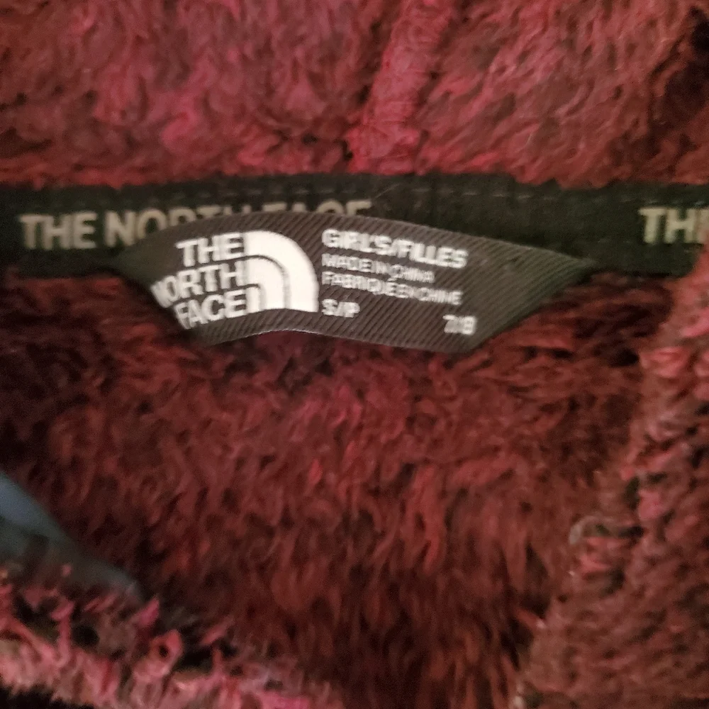 THE NORTH FACE Burgundy Fleece Fleece‎ Full Zip Hoodie Jacket/Coat Girl's SZ 7/8